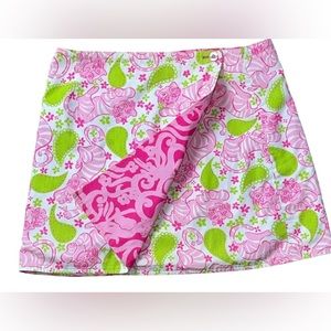 Lilly Pulitzer Reversible Tiger Animal Print Lizard Amphibian Wrap Skirt Size 0